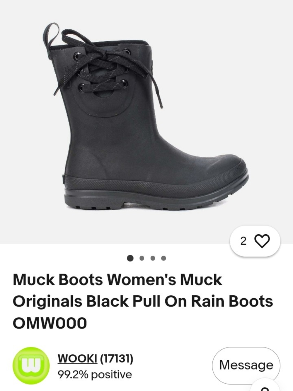 Women's Black Lace-Up Waterproof Winter Rain Boots